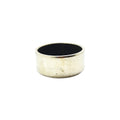 Silver metal cylindrical bushing with smooth inner and outer surfaces, small engraved number on side.