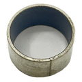 Metal cylindrical bearing with smooth inner surface and a visible seam on the outer edge.
