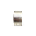 Silver metal sealed ball bearing with smooth cylindrical surface and compact design.