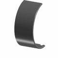 Curved metallic gray connecting rod bearing shell with smooth surface and notch end.