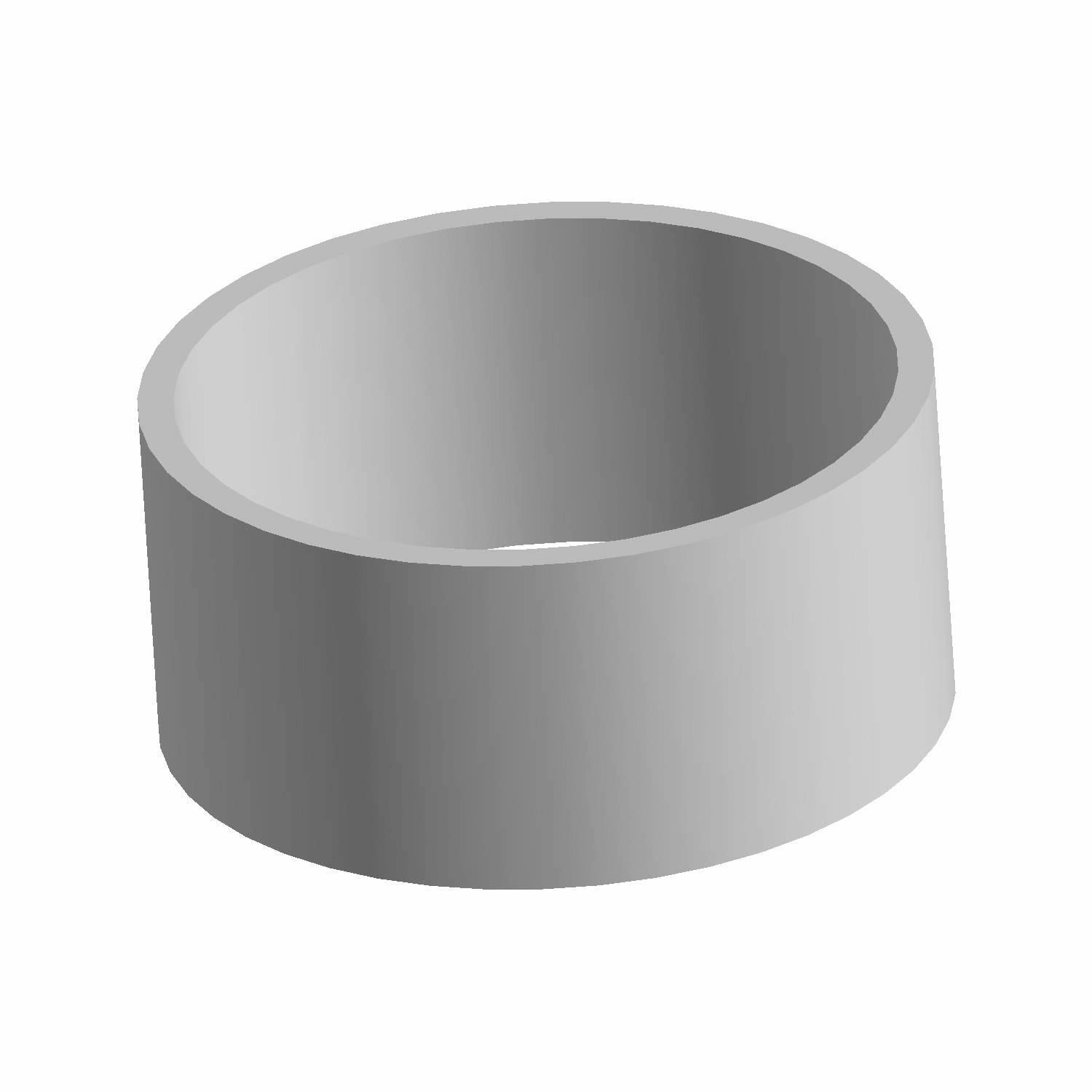 Gray cylindrical metal bushing with smooth surface and hollow center.