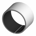 Gray cylindrical metal bushing with a split seam along the side.