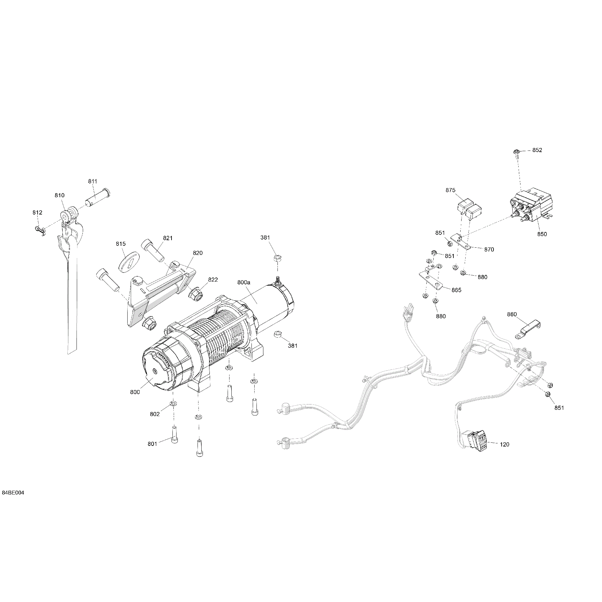 An Image of a Genuine Can-Am Parts Schematic Diagram showing the schematic - ELECTRIC - WINCH