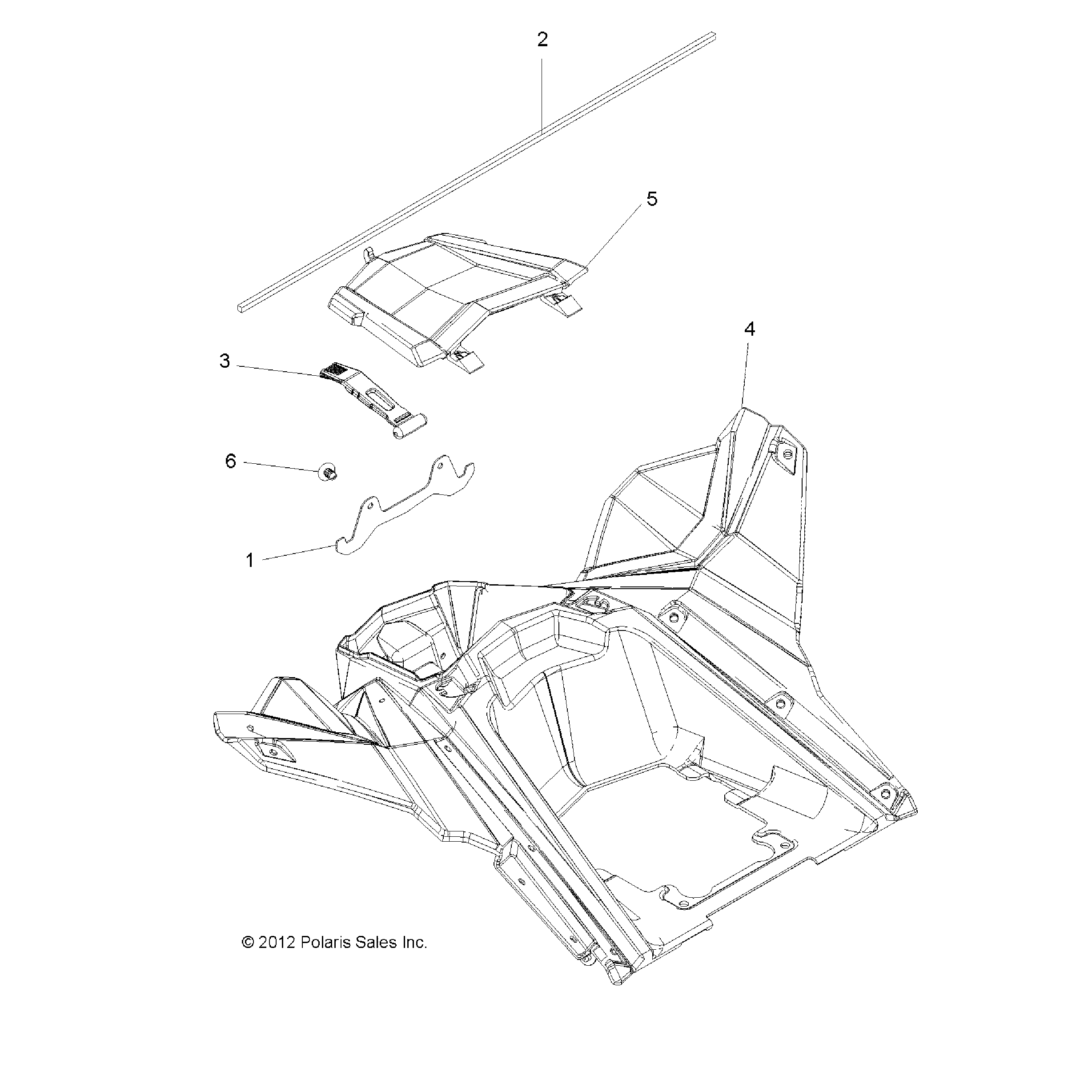 An Image of a Genuine Polaris Parts Schematic Diagram showing the schematic - BODY: STORAGE REAR - 2017 POLARIS SCRAMBLER 850