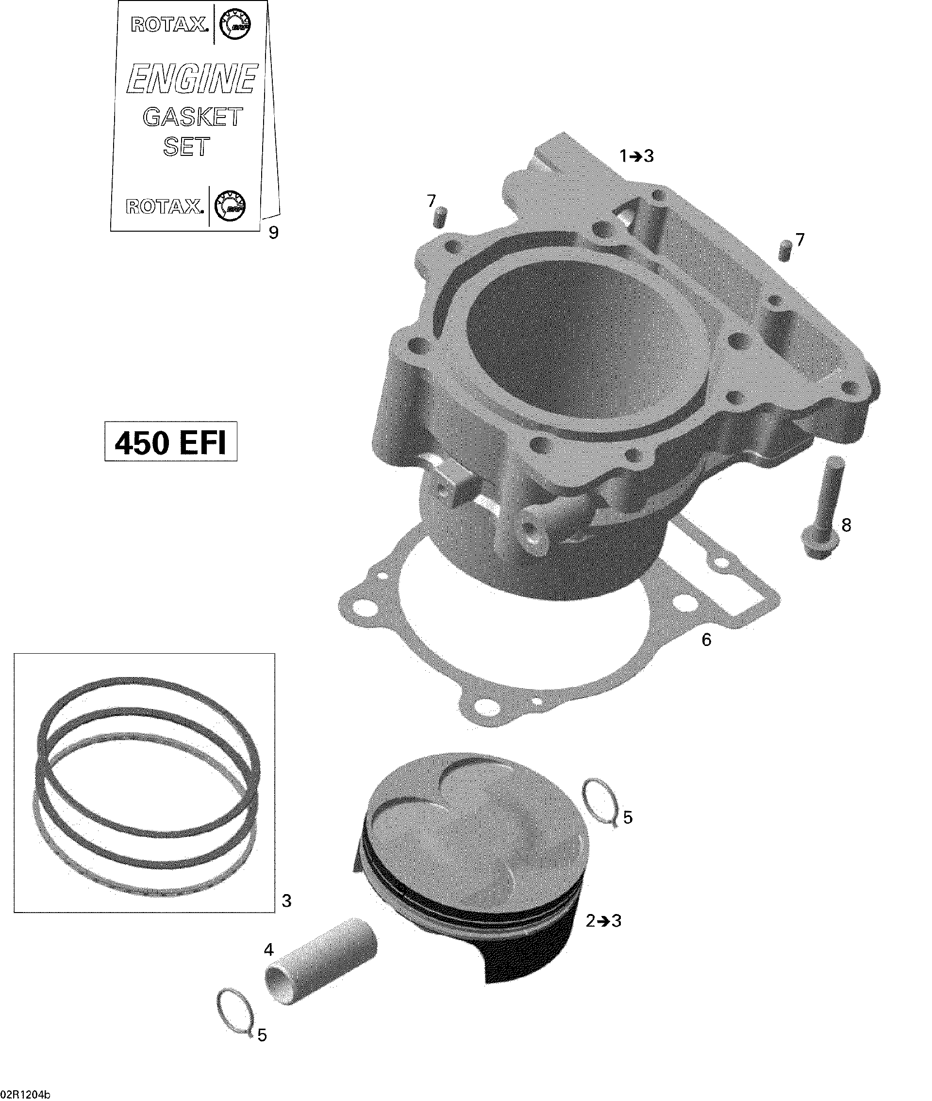 An Image of a Genuine Can-Am Parts Schematic Diagram showing the schematic - CYLINDER AND PISTON