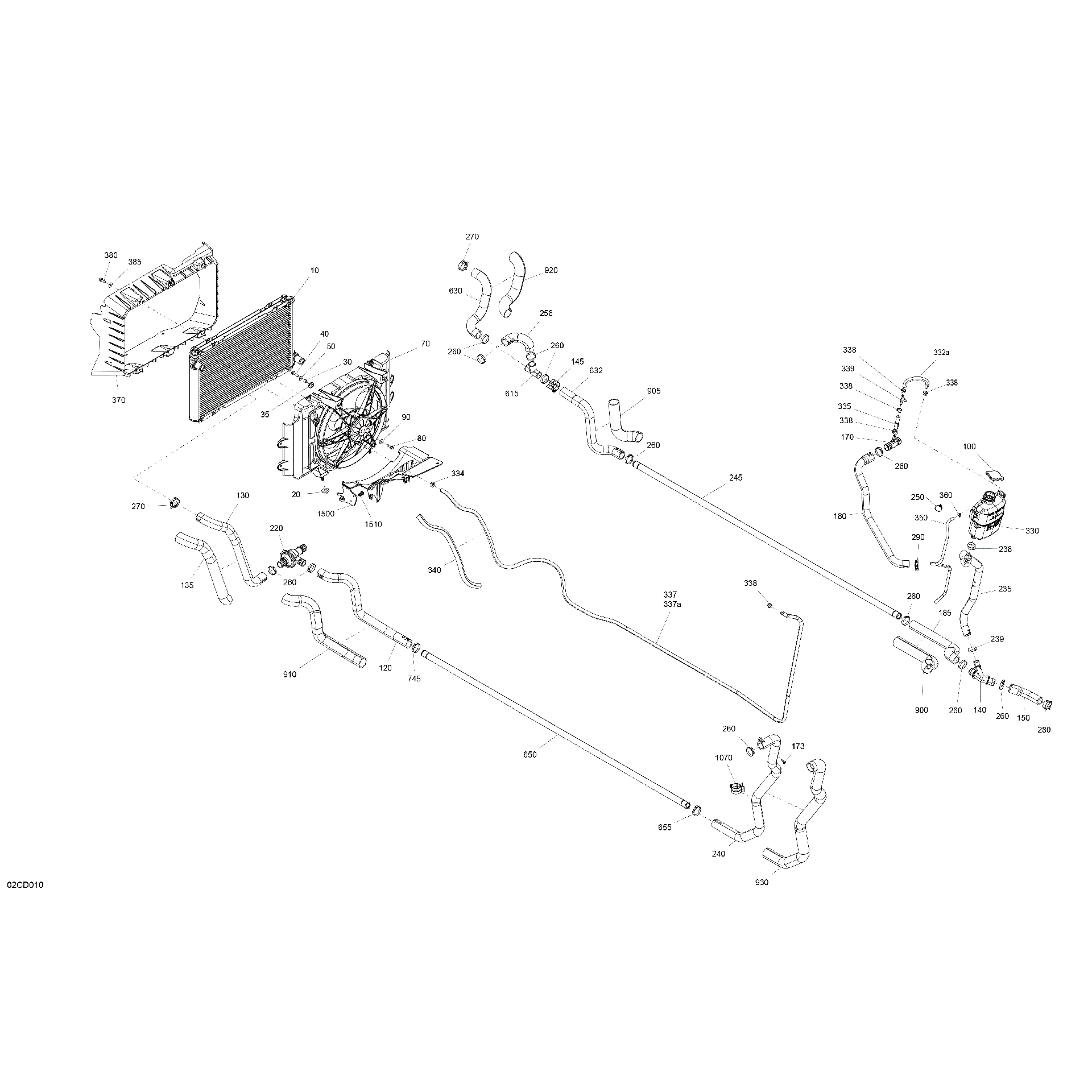 An Image of a Genuine Can-Am Parts Schematic Diagram showing the schematic - ENGINE - COOLING