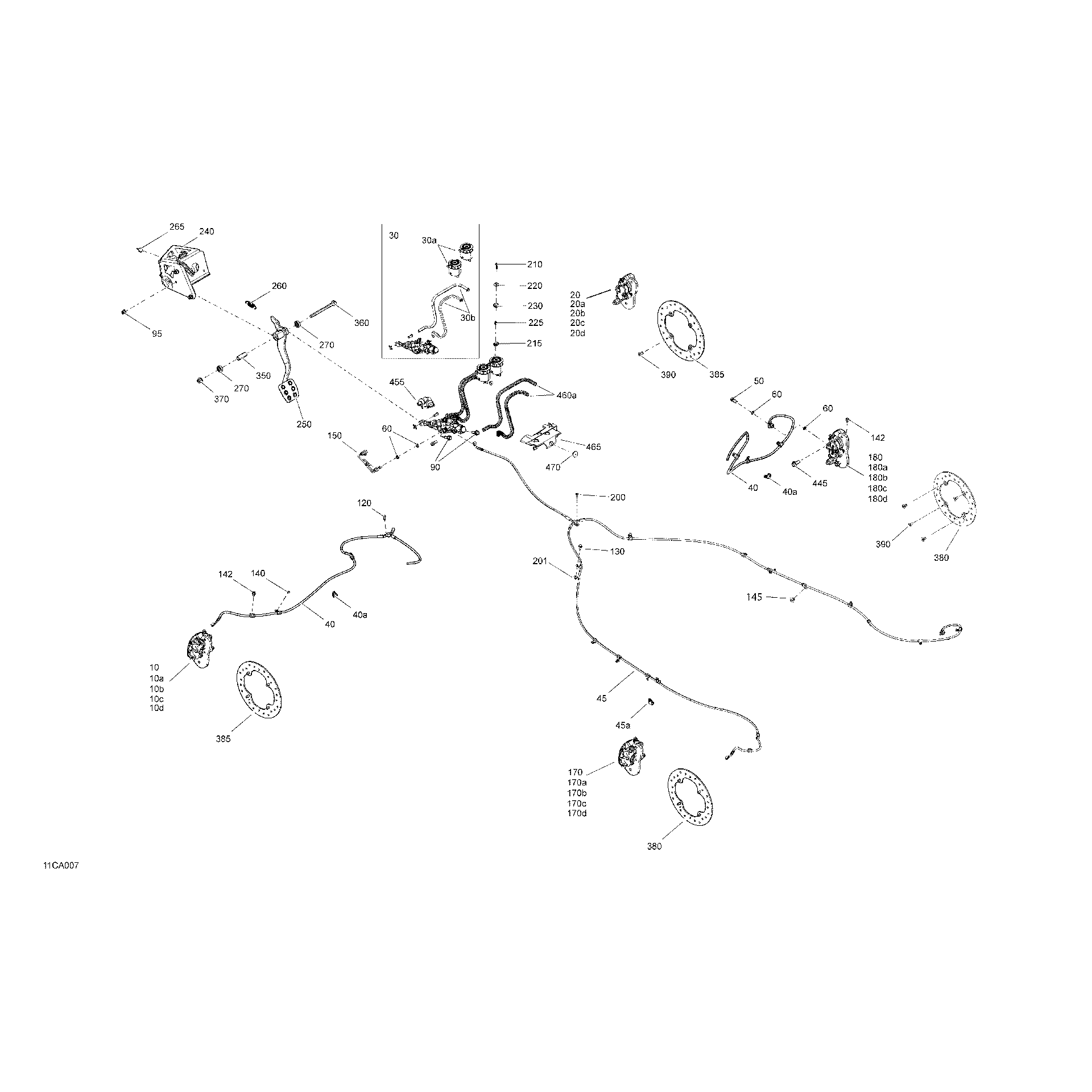 An Image of a Genuine Can-Am Parts Schematic Diagram showing the schematic - MECHANIC - BRAKES