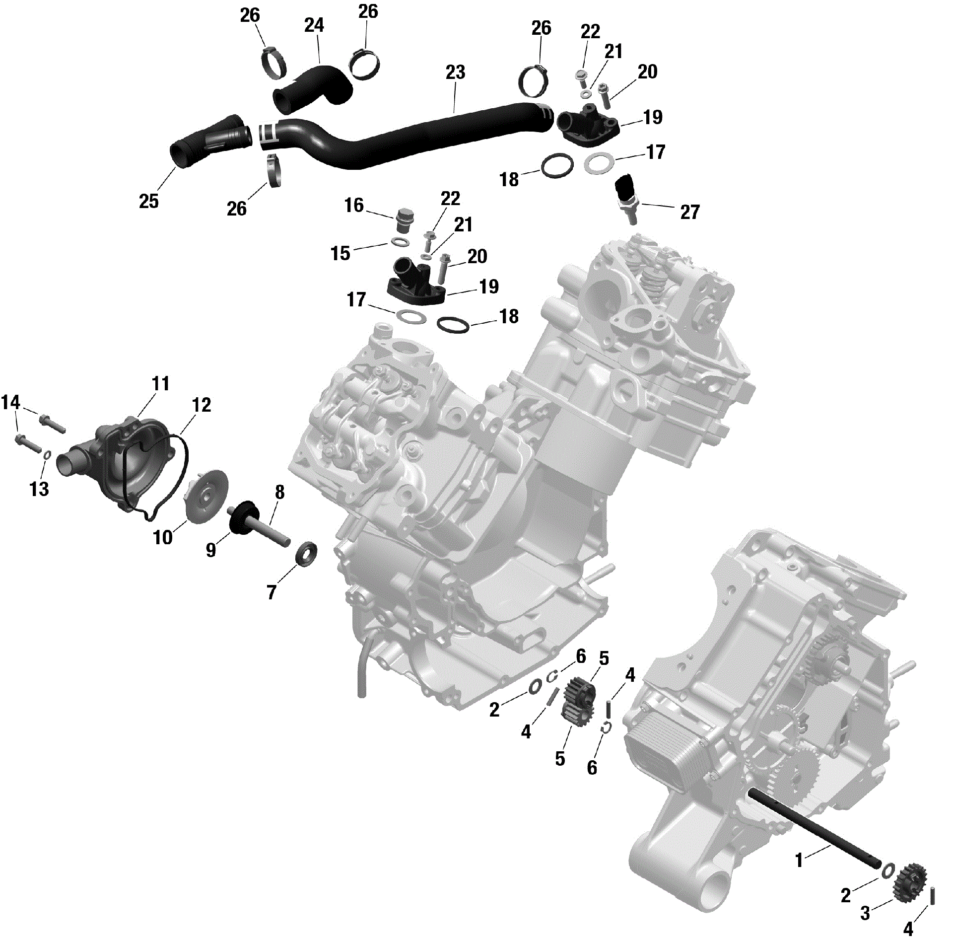 An Image of a Genuine Can-Am Parts Schematic Diagram showing the schematic - ROTAX - ENGINE COOLING