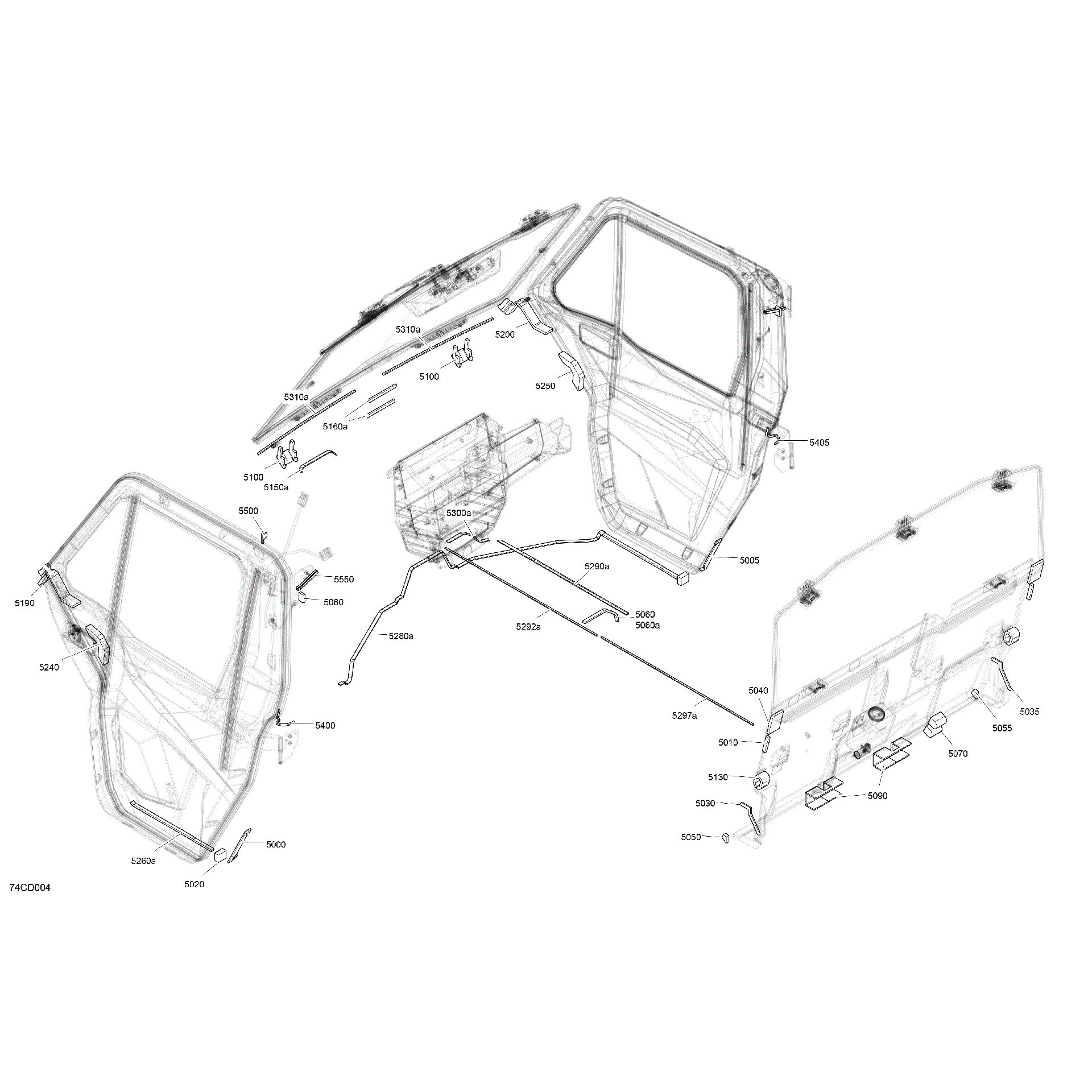 An Image of a Genuine Can-Am Parts Schematic Diagram showing the schematic - ENCLOSURE CAB - ISOLATIONS