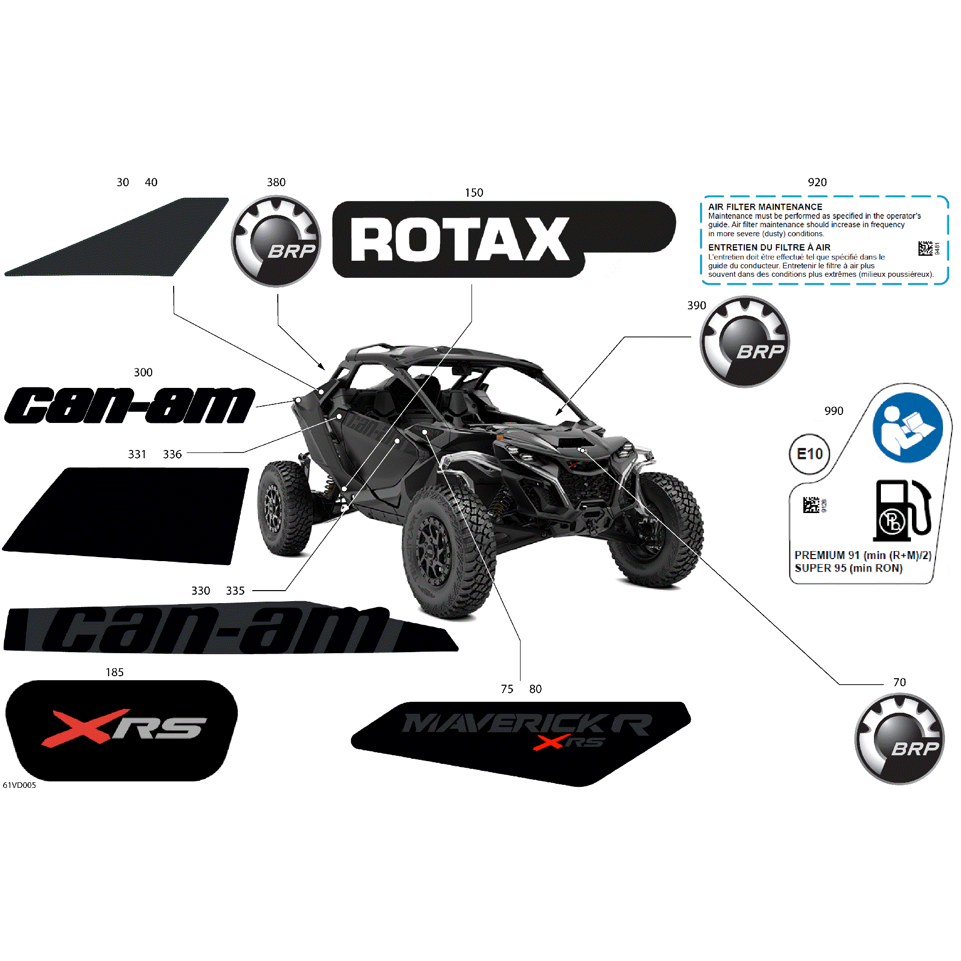 An Image of a Genuine Can-Am Parts Schematic Diagram showing the schematic - BODY - DECALS