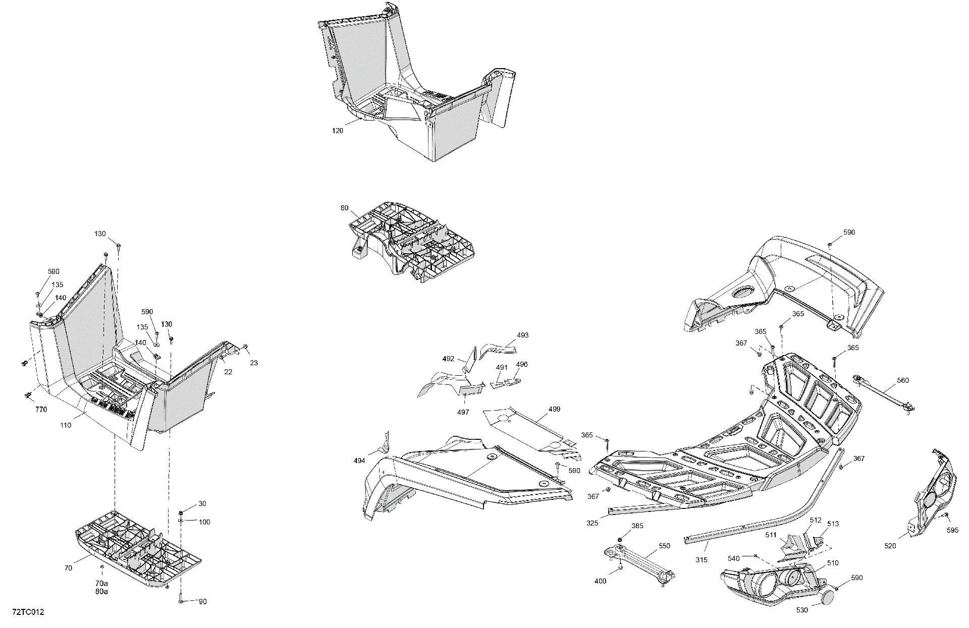 An Image of a Genuine Can-Am Parts Schematic Diagram showing the schematic - BODY - REAR SECTION