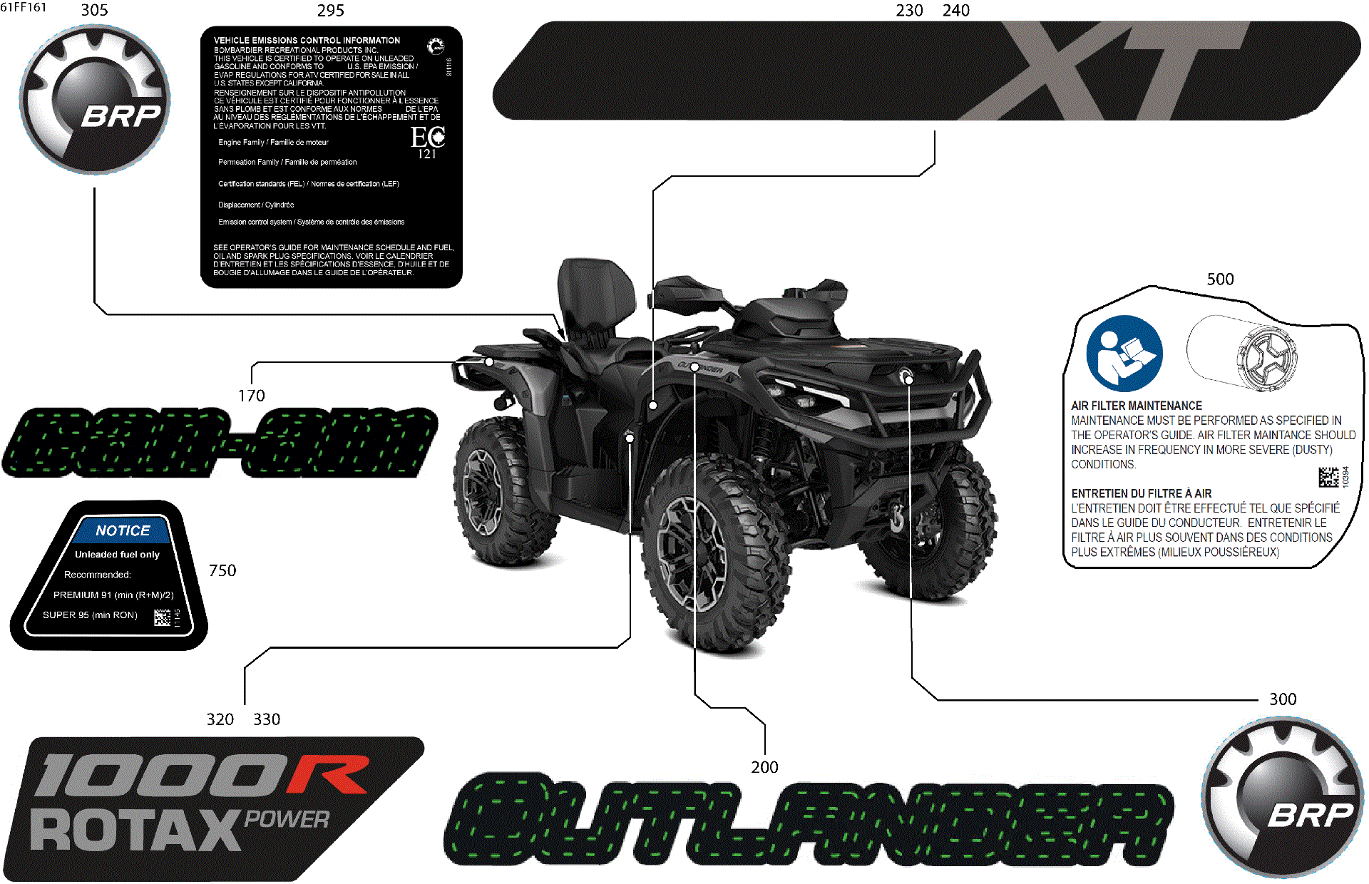 An Image of a Genuine Can-Am Parts Schematic Diagram showing the schematic - BODY - FEATURE DECALS