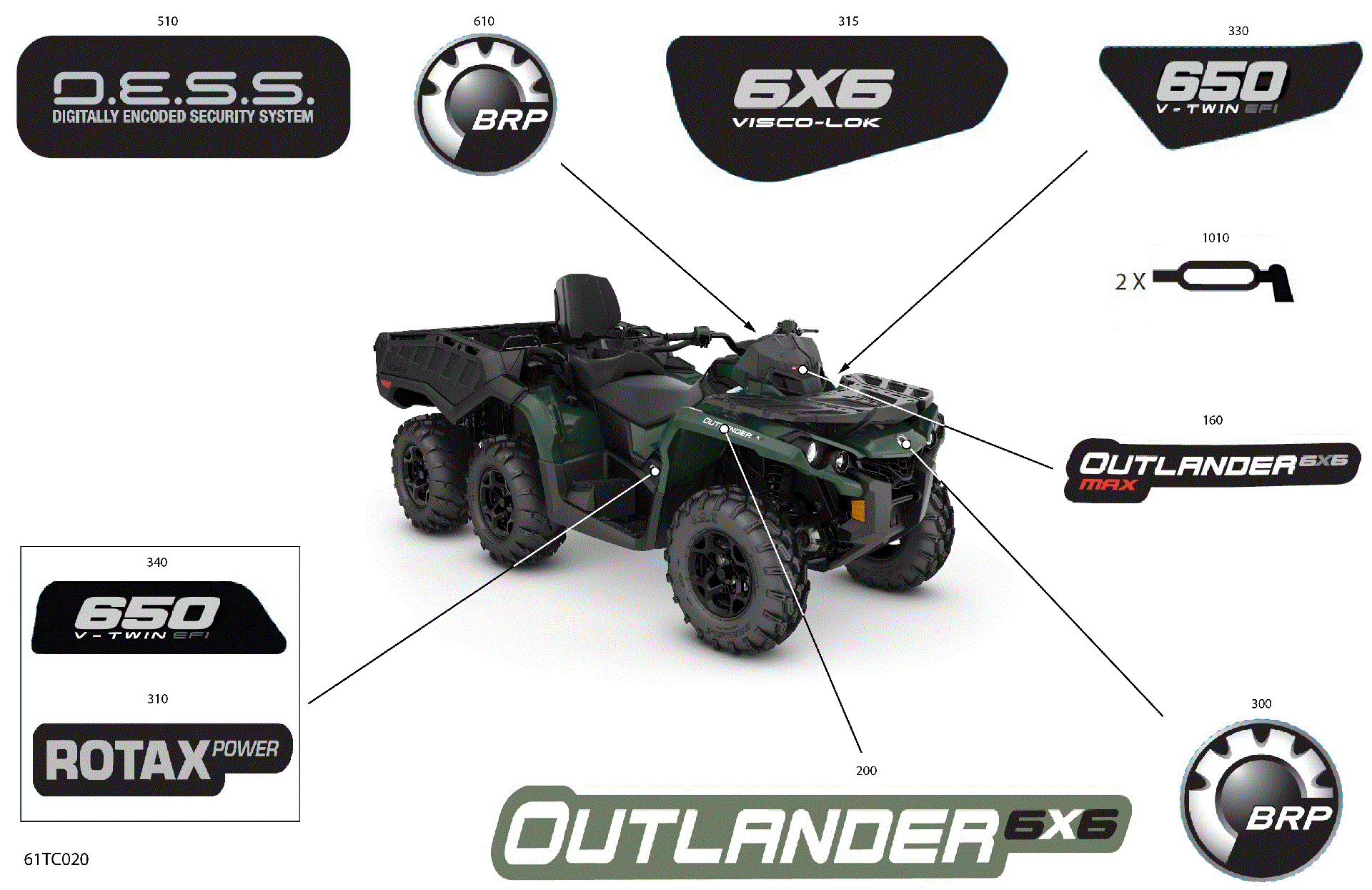 An Image of a Genuine Can-Am Parts Schematic Diagram showing the schematic - BODY - DECALS