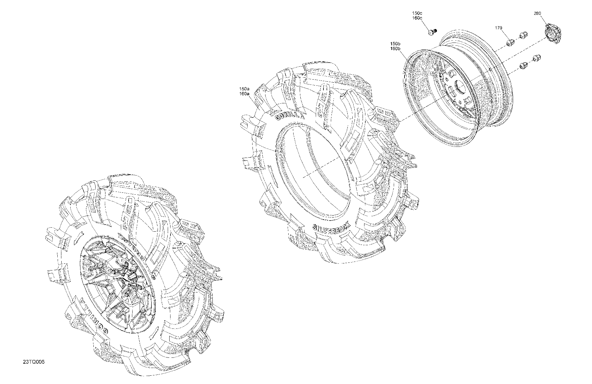 An Image of a Genuine Can-Am Parts Schematic Diagram showing the schematic - DRIVE - REAR WHEELS