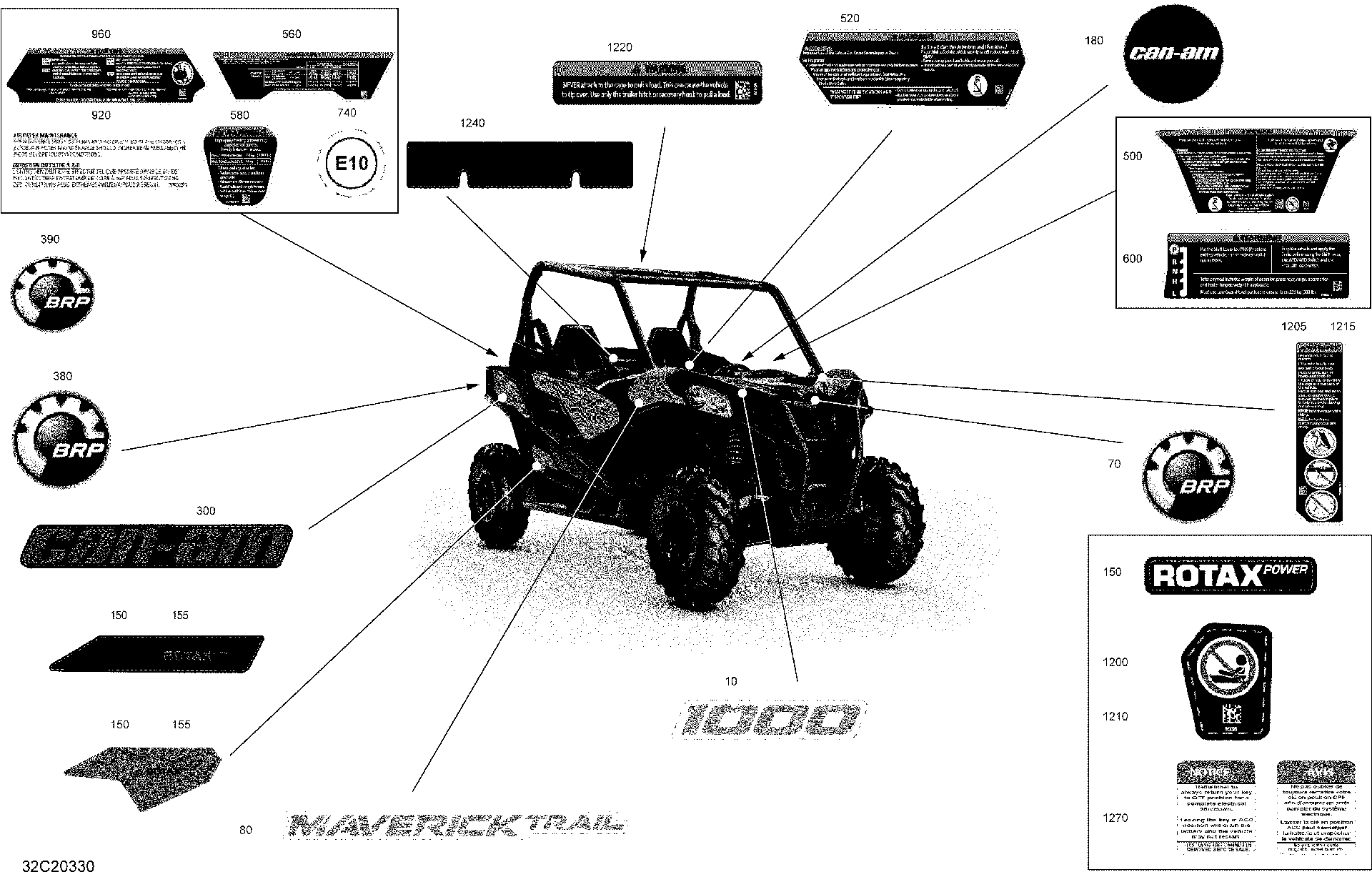 An Image of a Genuine Can-Am Parts Schematic Diagram showing the schematic - DECALS - DPS
