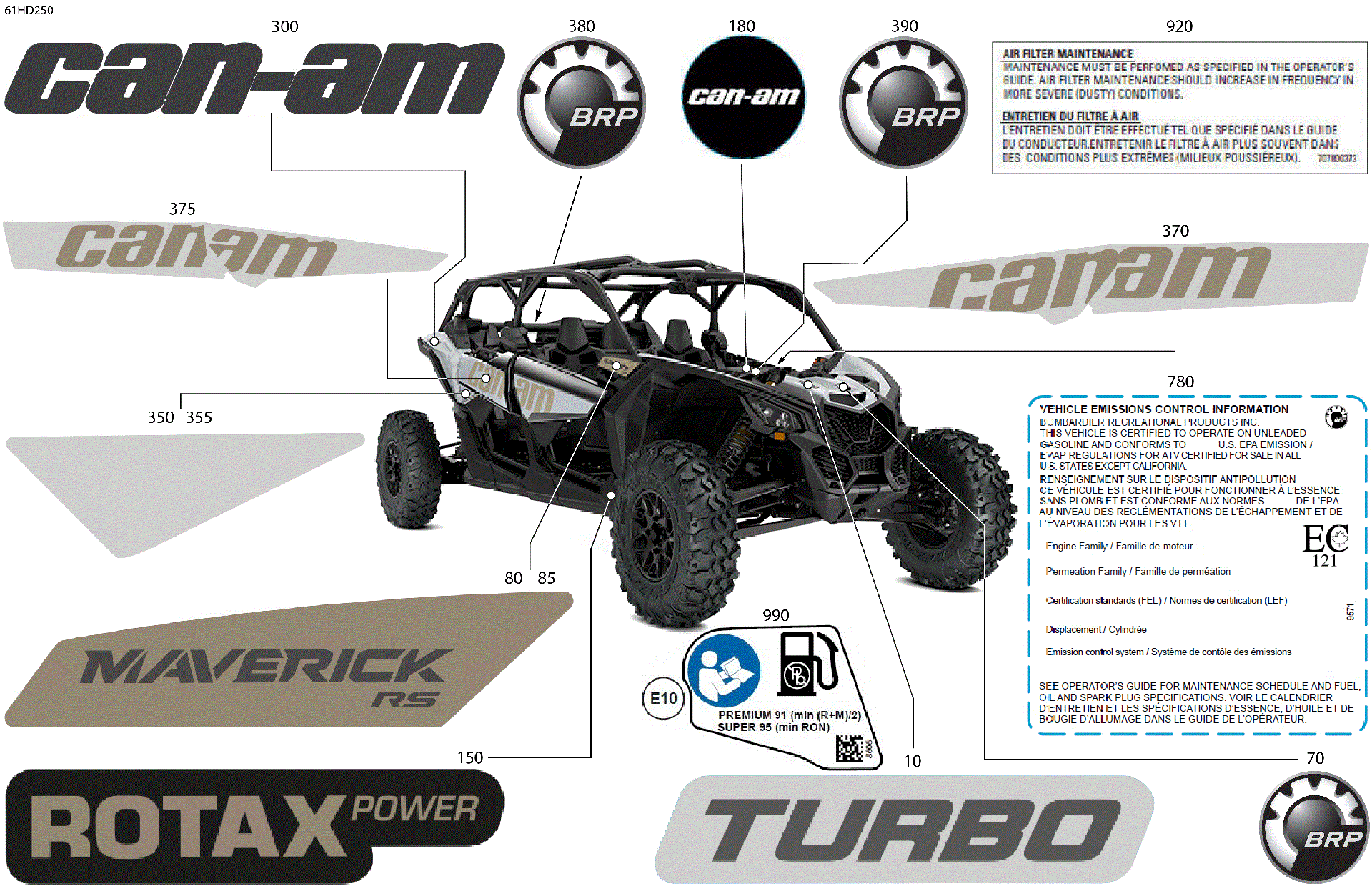 An Image of a Genuine Can-Am Parts Schematic Diagram showing the schematic - BODY - DECALS