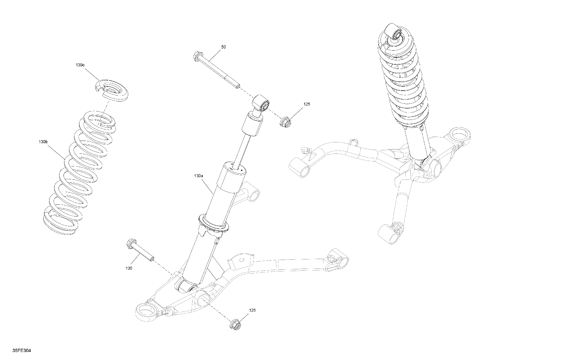 An Image of a Genuine Can-Am Parts Schematic Diagram showing the schematic - SUSPENSION - FRONT SHOCKS