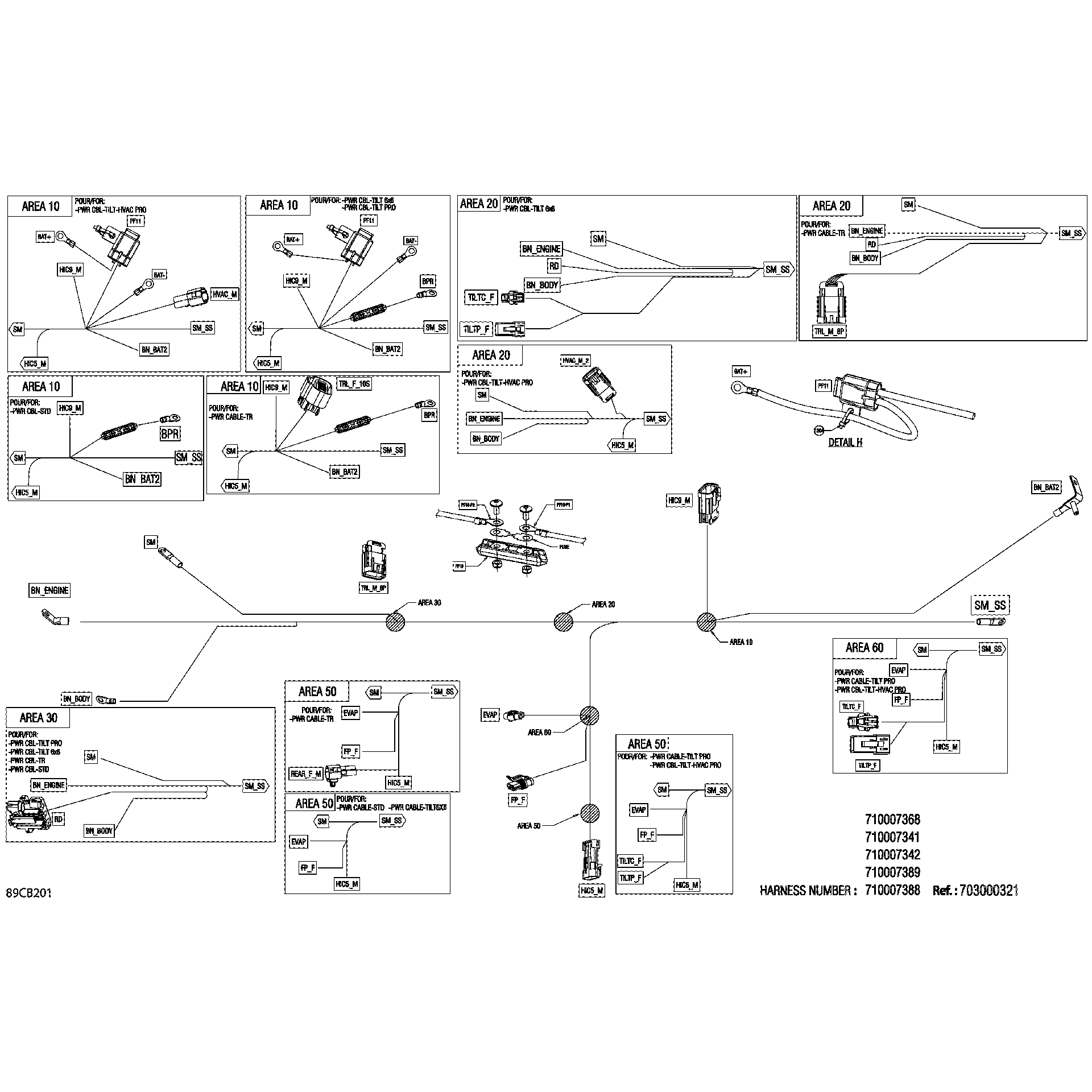 An Image of a Genuine Can-Am Parts Schematic Diagram showing the schematic - ELECTRIC - VOLTAGE REGULATOR WIRING HARNESS - 710007388