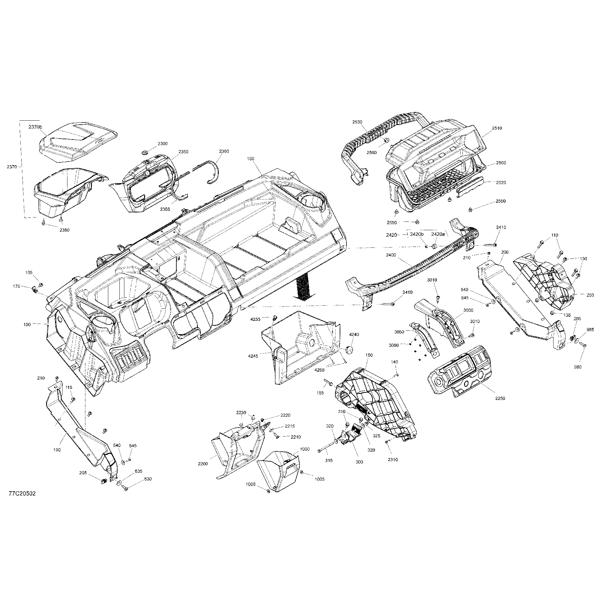An Image of a Genuine Can-Am Parts Schematic Diagram showing the schematic - CAB INTERIOR - DASHBOARD
