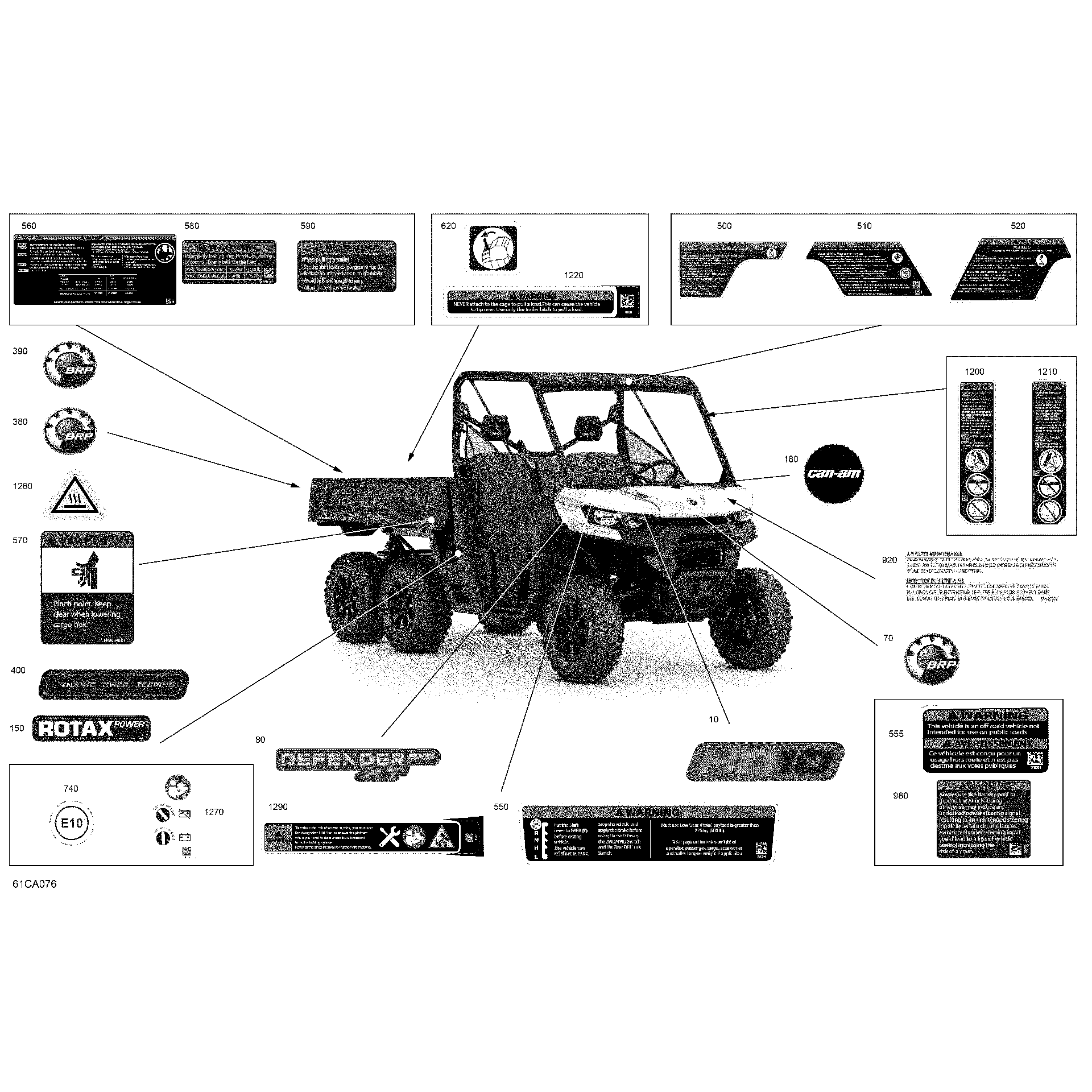 An Image of a Genuine Can-Am Parts Schematic Diagram showing the schematic - BODY - DECALS - XT