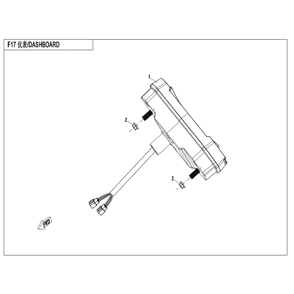 An Image of a genuine CFMOTO Parts Schematic Diagram showing the group - DASHBOARD - 2022 CFMOTO CFORCE 500 S