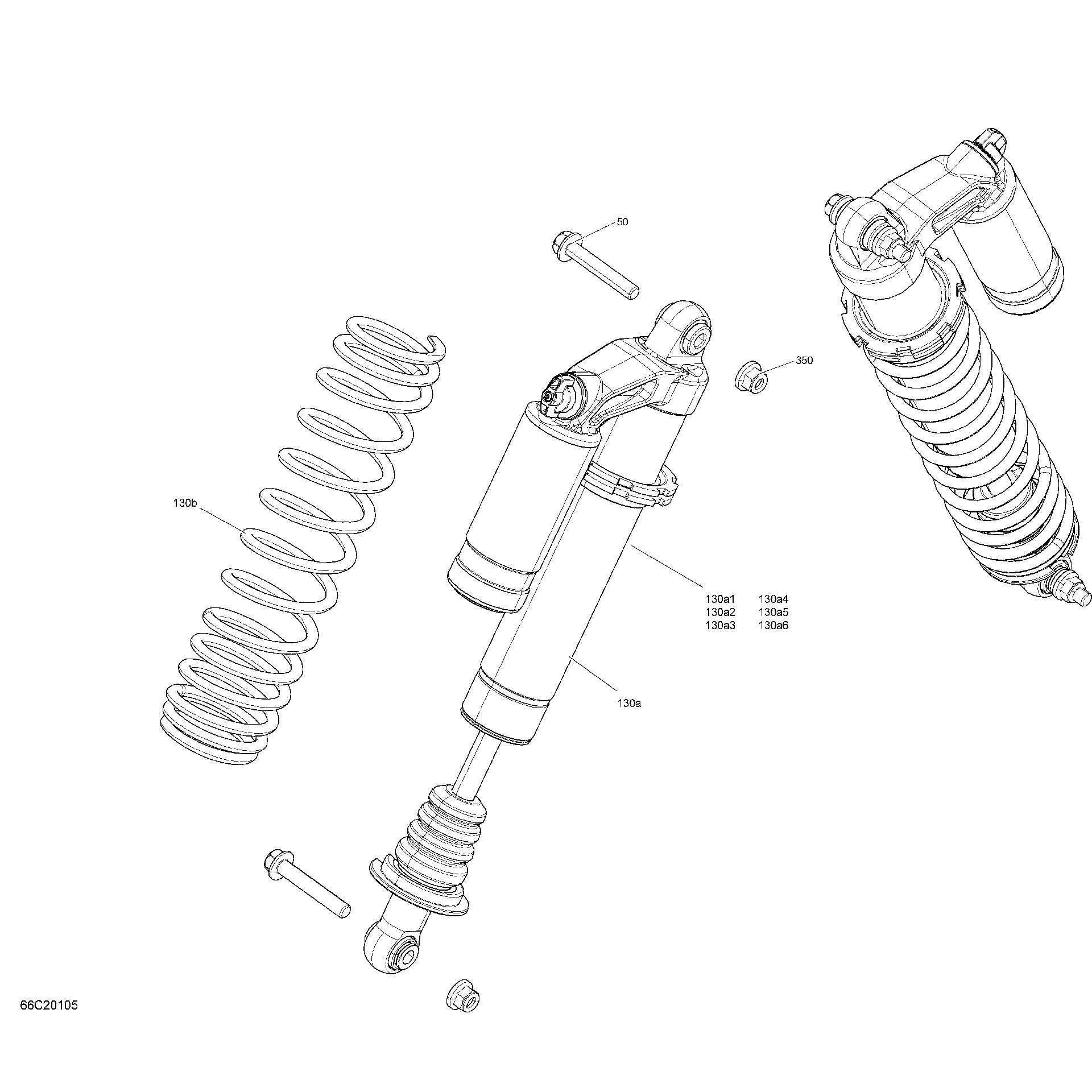 An Image of a Genuine Can-Am Parts Schematic Diagram showing the schematic - FRONT SHOCKS - LTD