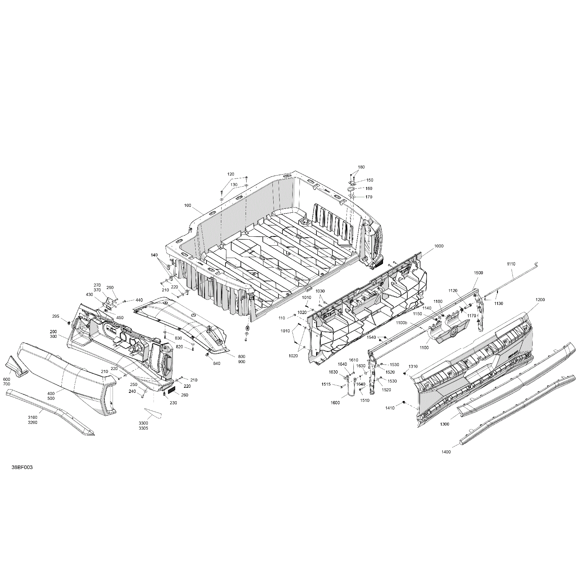 An Image of a Genuine Can-Am Parts Schematic Diagram showing the schematic - BODY - CARGO - UPPER SECTION