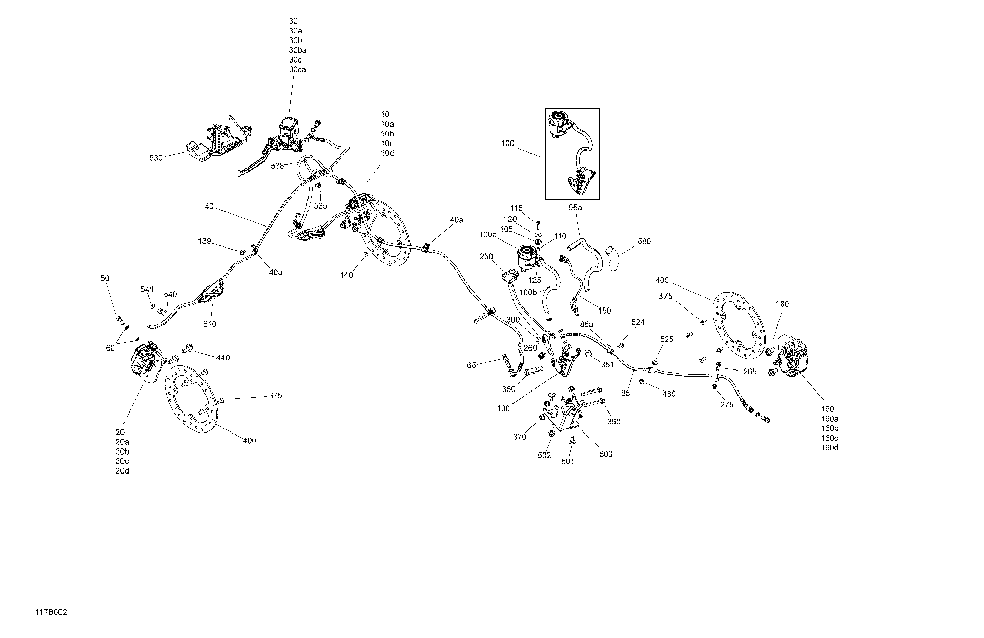An Image of a Genuine Can-Am Parts Schematic Diagram showing the schematic - MECHANIC - BRAKE SYSTEM