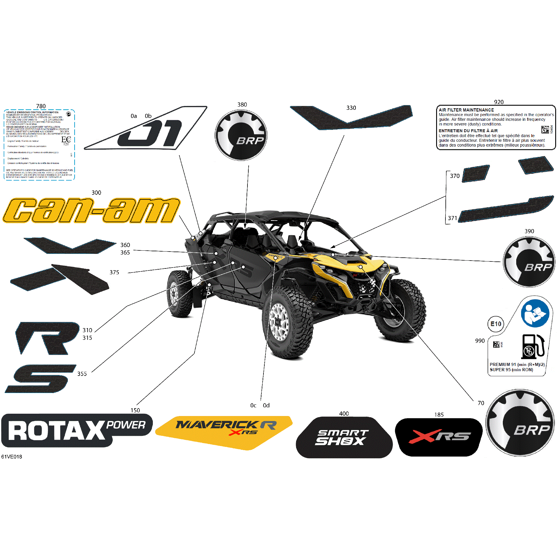 An Image of a Genuine Can-Am Parts Schematic Diagram showing the schematic - BODY - DECALS