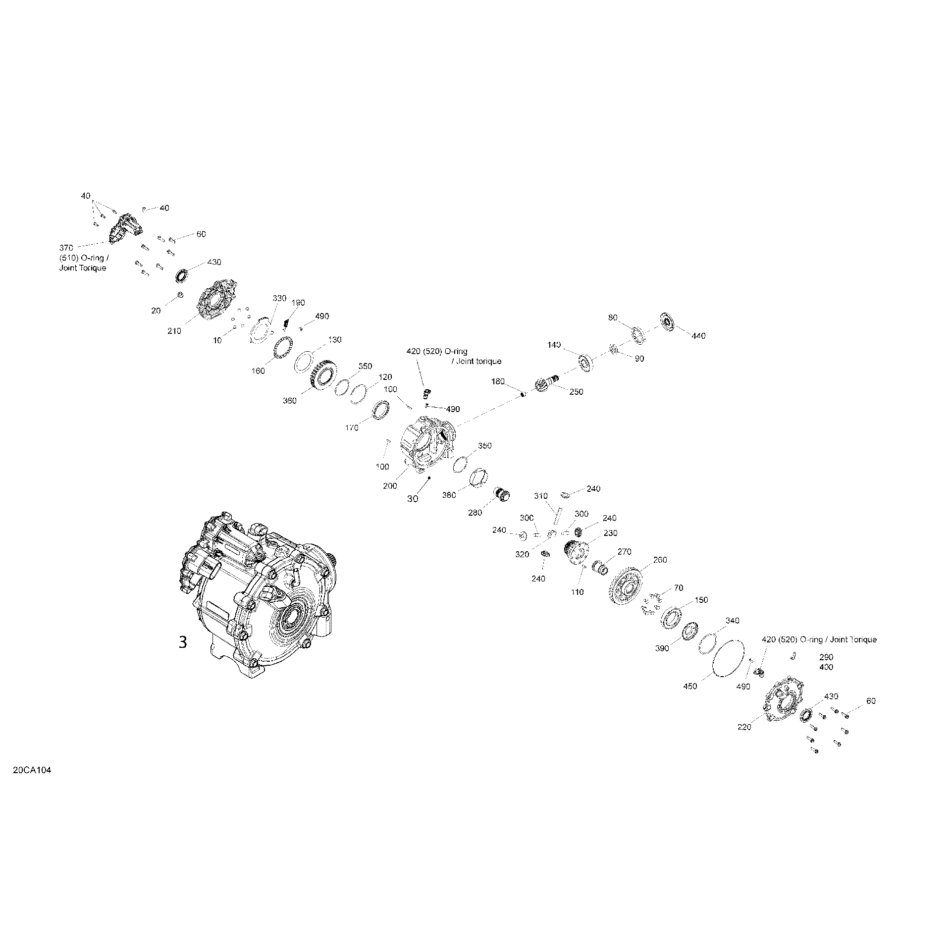 An Image of a Genuine Can-Am Parts Schematic Diagram showing the schematic - DRIVE - FRONT SECTION - DIFFERENTIAL PARTS
