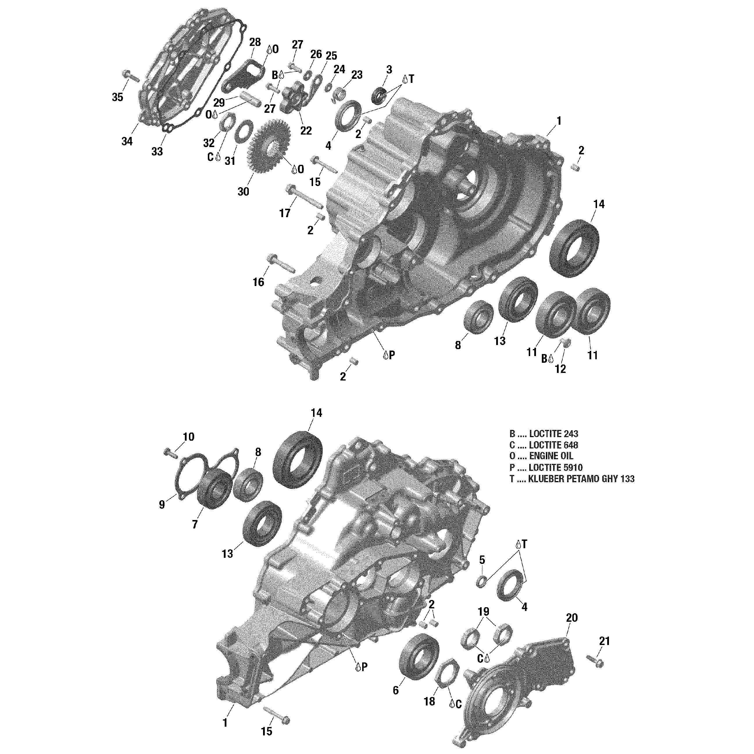 An Image of a Genuine Can-Am Parts Schematic Diagram showing the schematic - GEAR BOX COVER