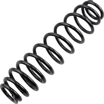 A close-up of the Shock Springs Rear Heavy Duty Spring Rate 95.00 lb in 140.00 lb in by Epi shows its black metal coil, tightly wound and diagonally positioned on a white background—emphasizing its strength for suspension use.