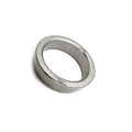 Silver metal exhaust gasket ring with a smooth, slightly beveled edge.