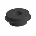 Black rubber water pump shaft seal with a round flange and central hole.