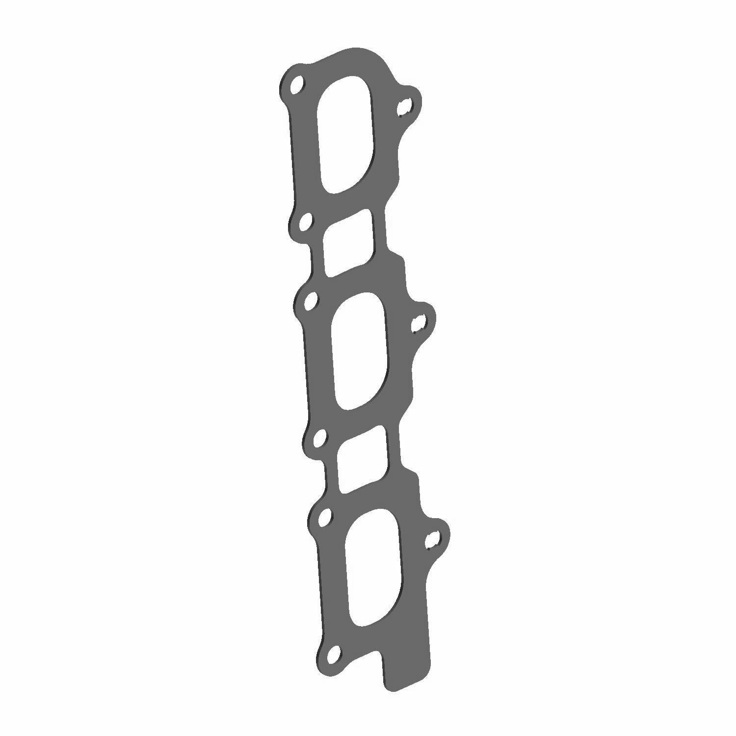 Black rubber exhaust seal gasket with multiple rectangular and rounded cutouts and bolt holes.