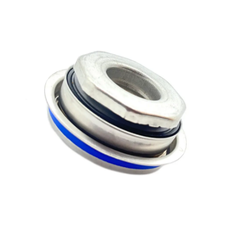 A close-up of the Seal, Wp Shaft by Polaris, featuring a circular blue band and black rubber gasket, perfect for Victory motorcycle parts or as an OEM seal, shown against a white background.