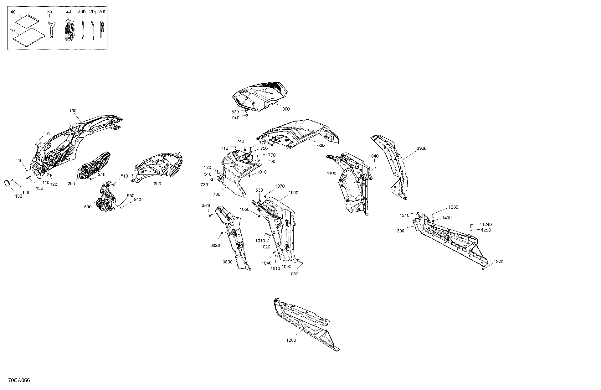 An Image of a Genuine Can-Am Parts Schematic Diagram showing the schematic - BODY - FRONT SECTION