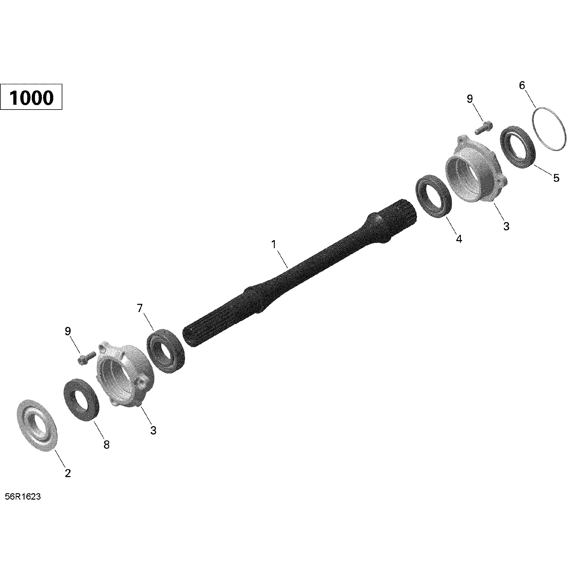 An Image of a Genuine Can-Am Parts Schematic Diagram showing the schematic - DRIVE SHAFT - 1000 EFI