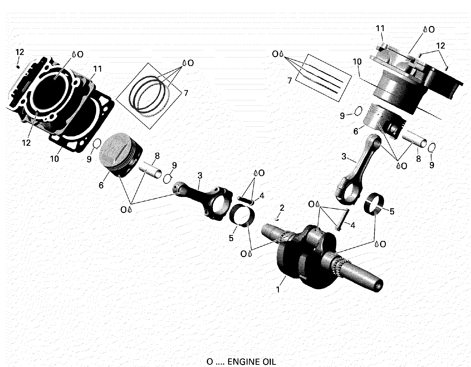 An Image of a Genuine Can-Am Parts Schematic Diagram showing the schematic - ROTAX - CRANKSHAFT PISTON AND CYLINDER