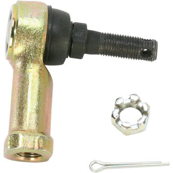 The Tie Rod End Left Inner Outer Right Inner Outer by Epi, featuring a threaded shaft with castellated nut and cotter pin, delivers OEM-quality direct replacement as shown on a white background.