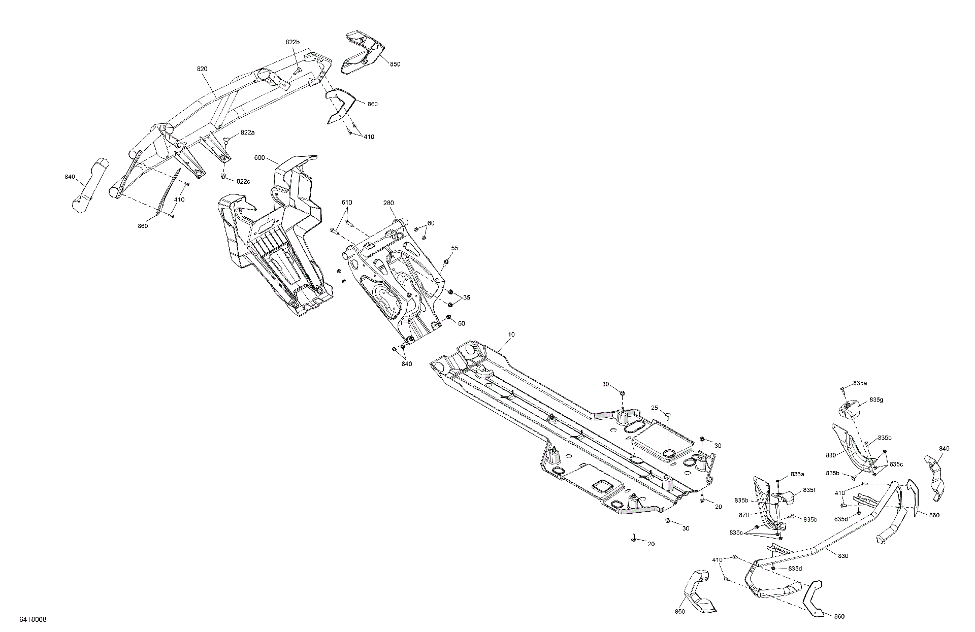 An Image of a Genuine Can-Am Parts Schematic Diagram showing the schematic - BODY - SKID PLATE AND BUMPER