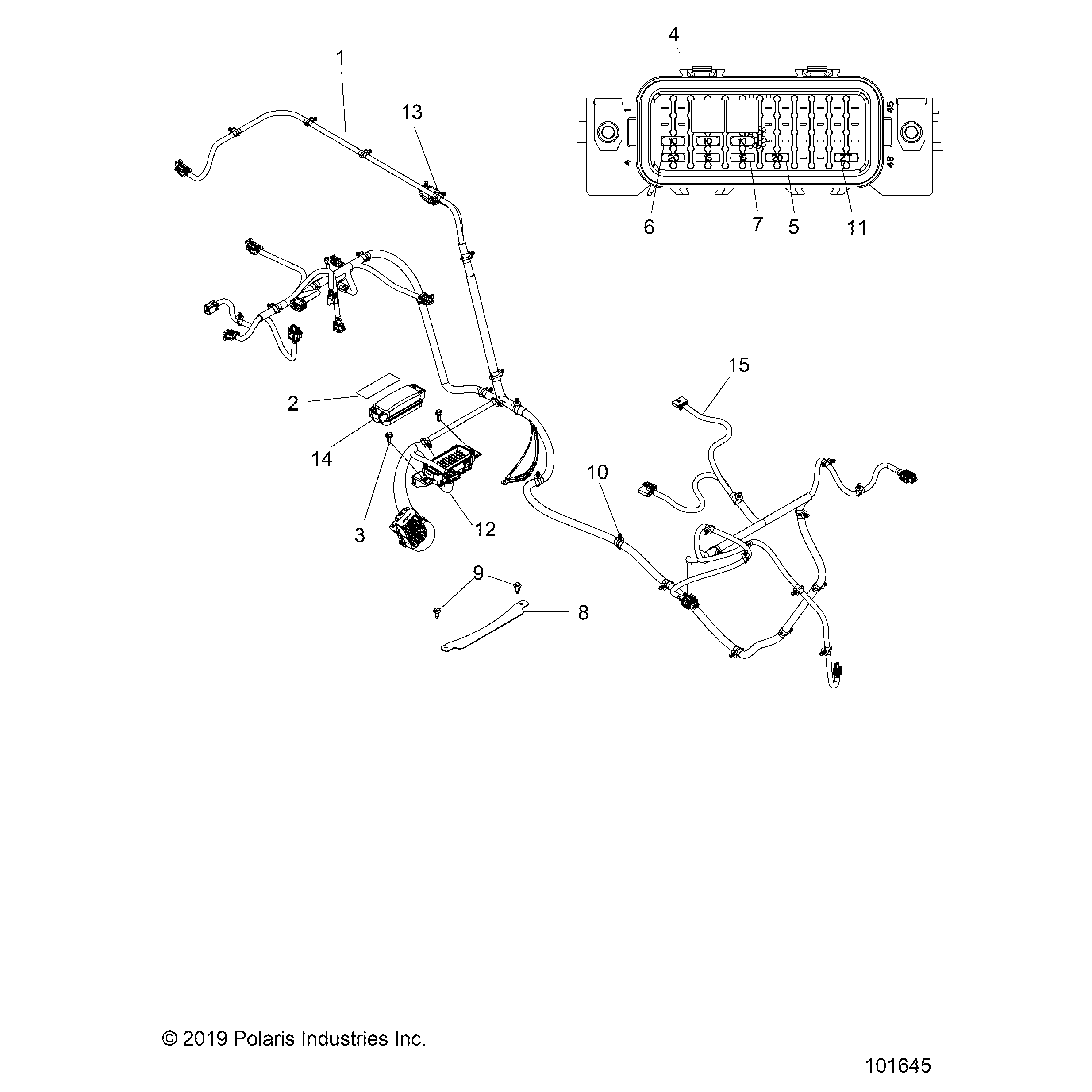 An Image of a Genuine Polaris Parts Schematic Diagram showing the schematic - ELECTRICAL: WIRE HARNESS - 2020 POLARIS ACE 150 EFI