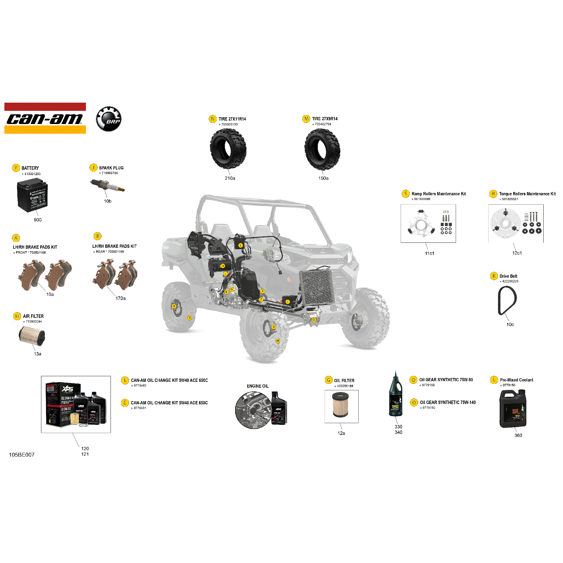 An Image of a Genuine Can-Am Parts Schematic Diagram showing the schematic - SERVICE - MAINTENANCE PARTS & FLUIDS