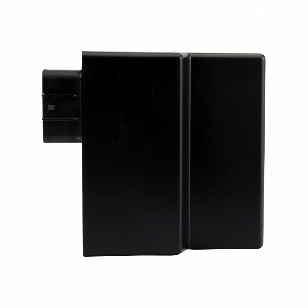Compact black rectangular CDI box with smooth matte finish and electrical connector on one side.