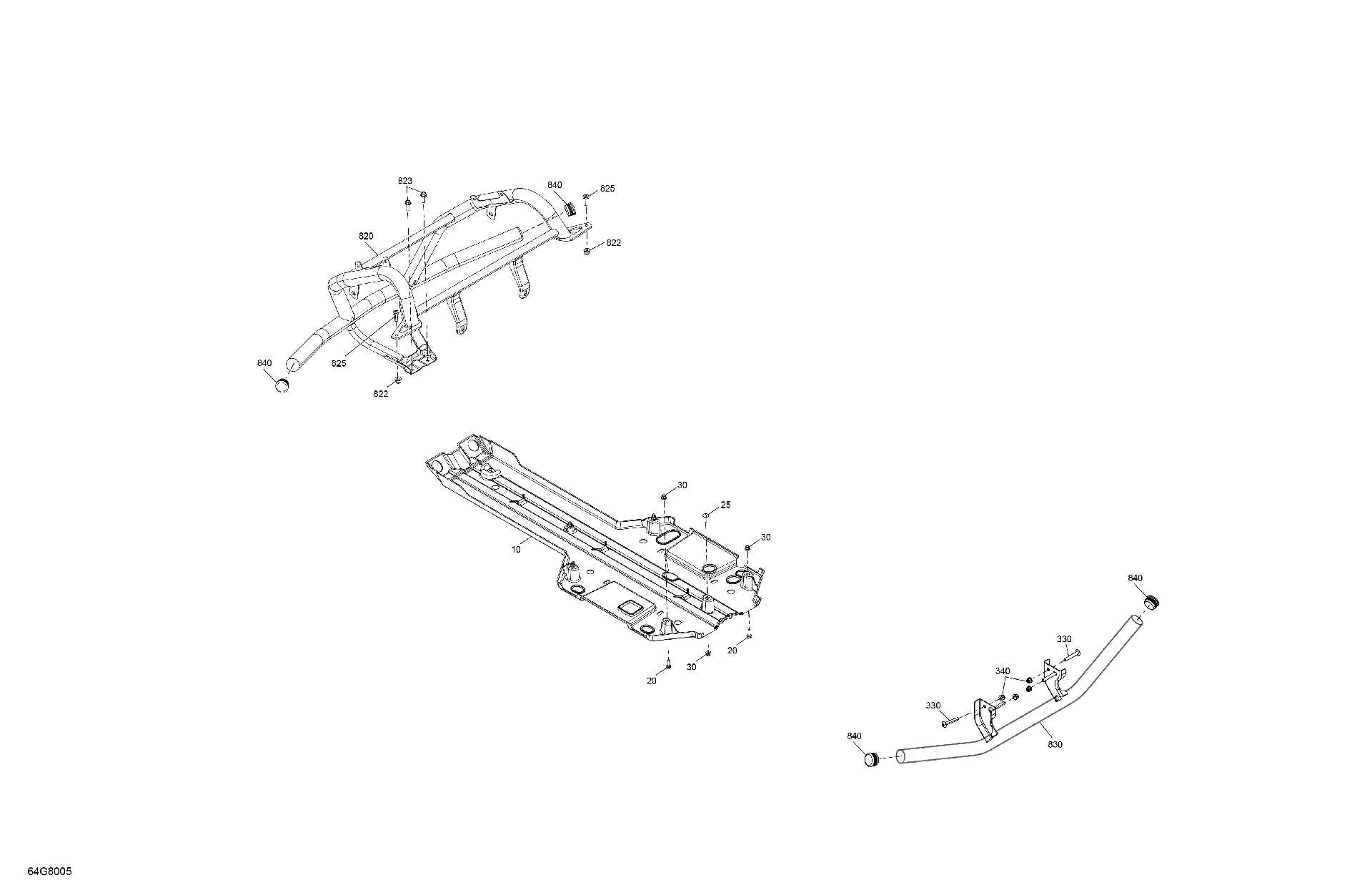 An Image of a Genuine Can-Am Parts Schematic Diagram showing the schematic - BODY - SKID PLATE AND BUMPER