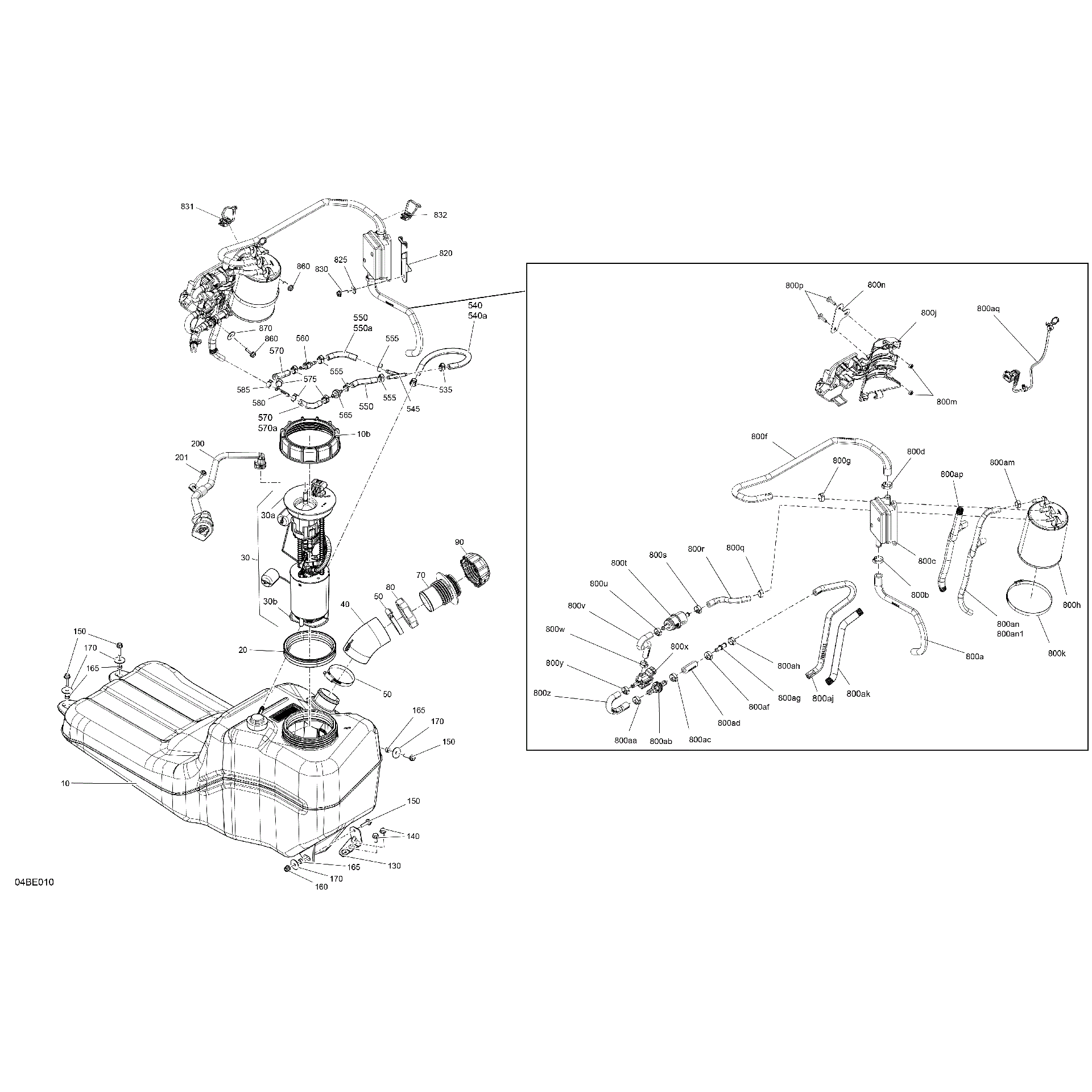 An Image of a Genuine Can-Am Parts Schematic Diagram showing the schematic - ENGINE - FUEL