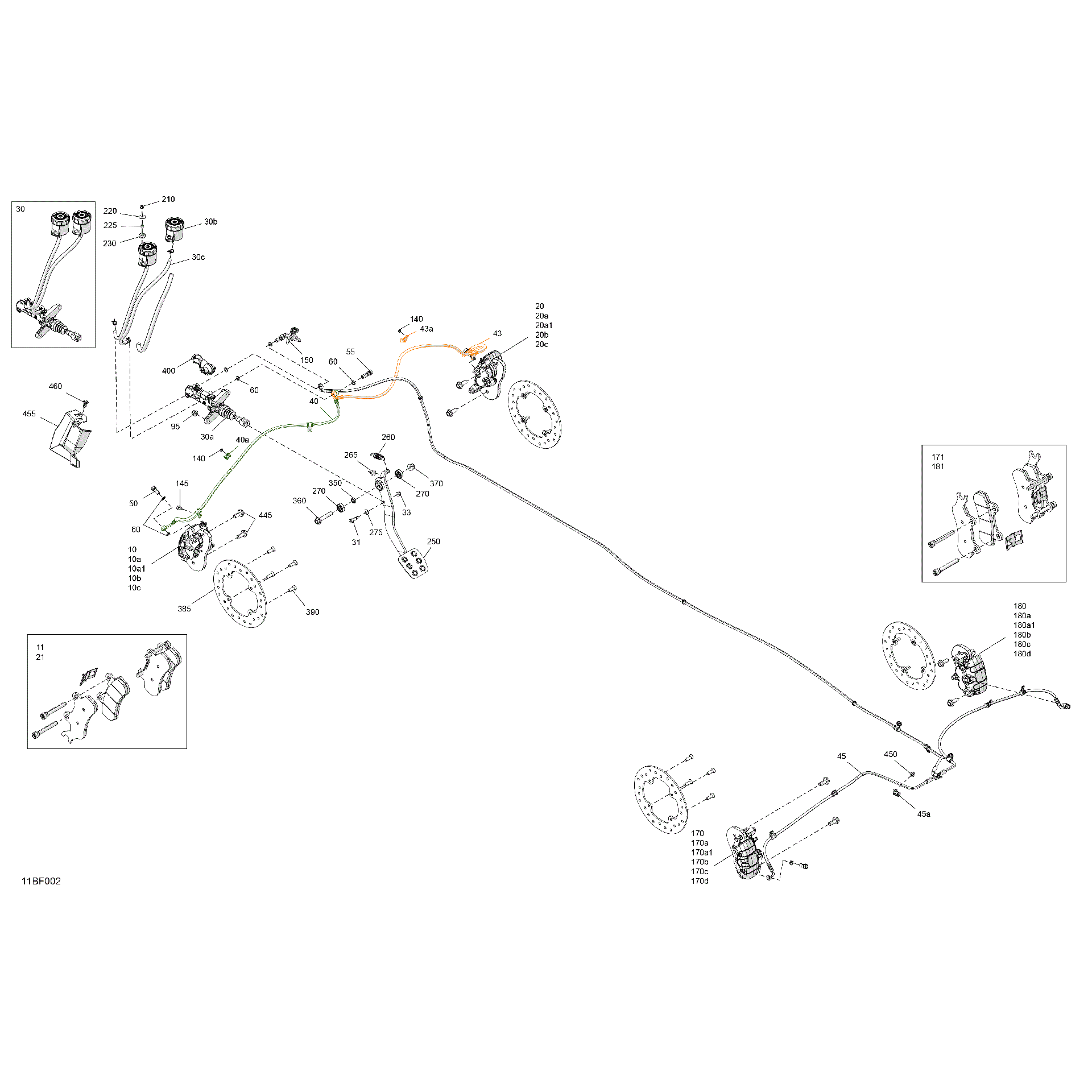 An Image of a Genuine Can-Am Parts Schematic Diagram showing the schematic - MECHANIC - BRAKE SYSTEM