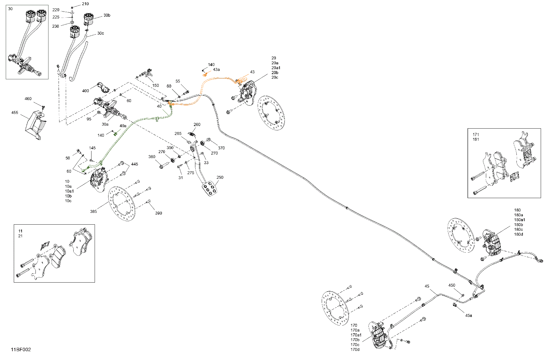 An Image of a Genuine Can-Am Parts Schematic Diagram showing the schematic - MECHANIC - BRAKE SYSTEM