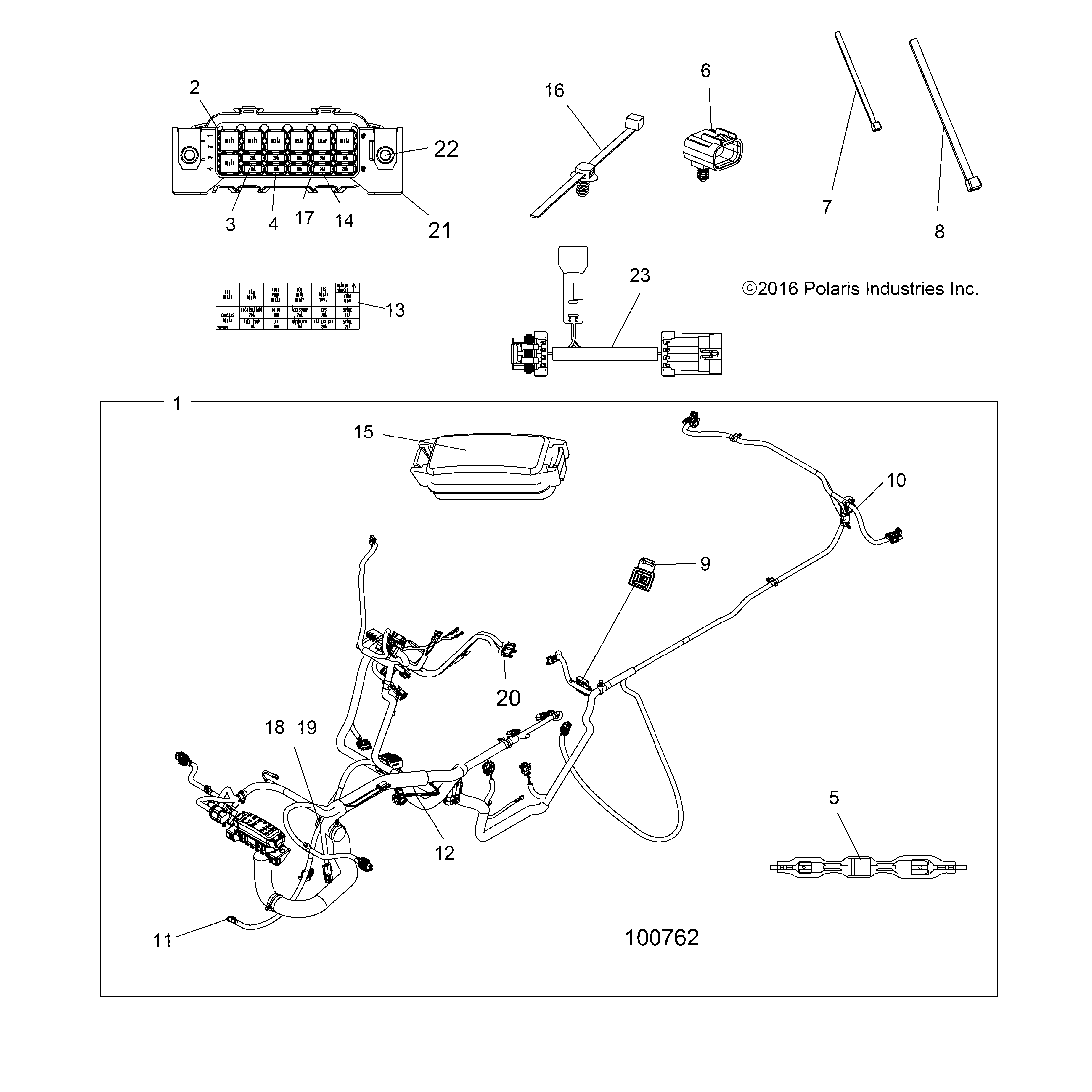 An Image of a Genuine Polaris Parts Schematic Diagram showing the schematic - ELECTRICAL: HARNESS - 2017 POLARIS SPORTSMAN 850 SP