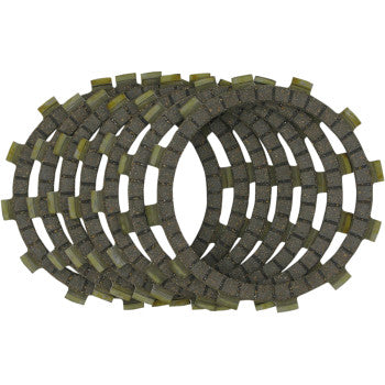 The Clutch Kit by Ebc includes five circular, notched-edge friction plates made from cork-based material, designed for street sport touring bikes.